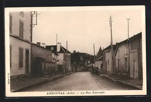 AK Arsonval, La Rue Nationale, Strassenpartie