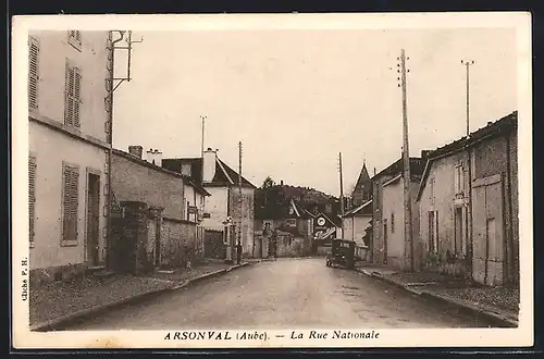 AK Arsonval, La Rue Nationale, Strassenpartie