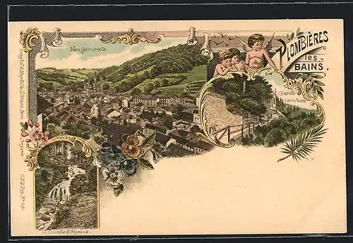 Lithographie Plombières-les-Bains, Chapelle Saint Joseph, La Cascade de Faymond