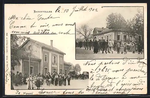 AK Badonviller, La Gare, Bahnhof von der Strassenseite