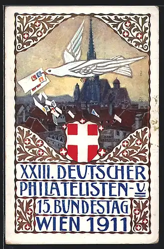 Künstler-AK H. Kalmsteiner: Wien, XXIII. Deutscher Philatelisten- und 15. Bundestag 1911