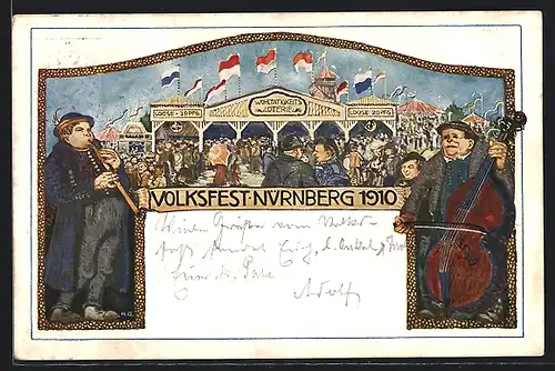 Künstler-AK Ganzsache Bayern PP15C168 /01: Nürnberg, Volksfest 1910, Wohltätigkeits-Lotterie