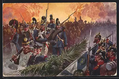 Künstler-AK Jahrhundertfeier des K. B. 13. Inf.-Regiments Kaiser Franz Josef von Österreich 1906, Ganzsache Bayern