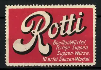 Reklamemarke Rotti Bouillon- und Suppenwürfel, rot