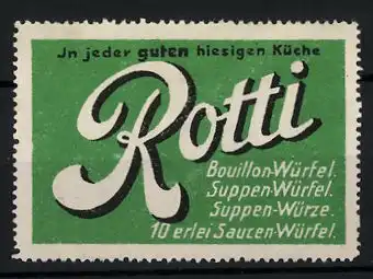 Reklamemarke Rotti Bouillon- und Suppenwürfel, grün