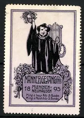 Reklamemarke Männer-Gesang-Verein München-Neuhausen 1895, Münchner Kindl mit Lyra