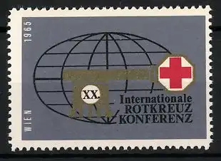 Reklamemarke Wien, XX. Internationale Rotkreuz Konferenz 1965, goldener Schlüssel und Erdkugel