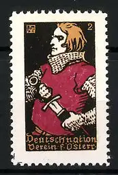 Reklamemarke Deutschnationaler Verein f. Österreich, Knappe mit Schwert