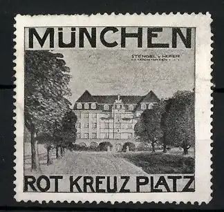 Reklamemarke München, Rot-Kreuz-Platz, Stengel v. Hofer