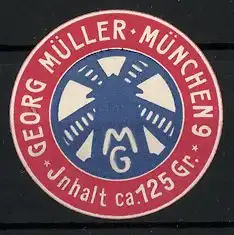 Reklamemarke Georg Müller, München, Mühle