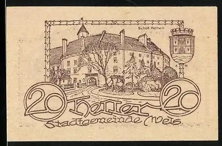 Notgeld Wels 1920, 20 Heller, Schloss Pollheim