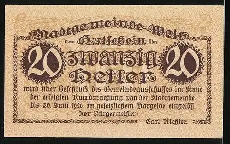 Notgeld Wels 1920, 20 Heller, Schloss Pollheim