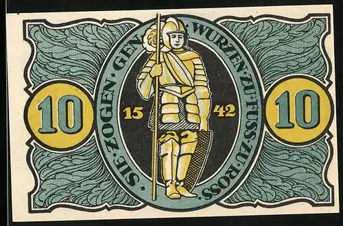 Notgeld Torgau 1921, 10 Pfennig, Infanterist 1542