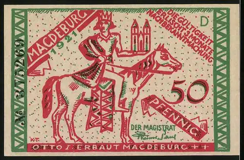 Notgeld Magdeburg 1921, Otto I., Neu-Magdeburg am Fluss