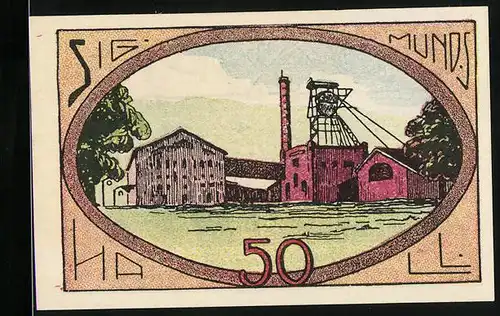 Notgeld Neustadt a. R. 1921, 50 Pfennig, Industrieareal Sigmundshall