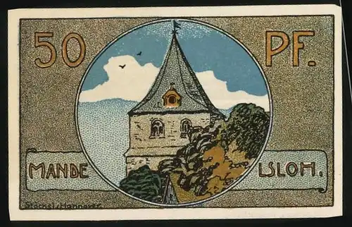 Notgeld Neustadt a. R. 1921, 50 Pfennig, Regenbogen über die Heide