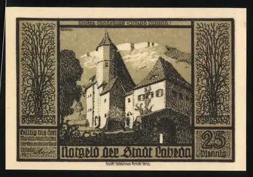 Notgeld Lobeda 1921, 25 Pfennig, Untere Labdeburg