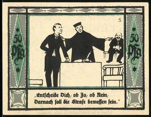 Notgeld Mülsen-St. Jacob 1921, 50 Pfennig, Kadi versucht zu moderieren