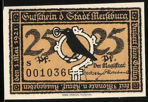 Notgeld Merseburg 1921, 25 Pfennig, Bischof Thilo von Trotha