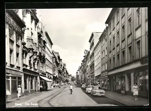 AK Gera, Strasse Die Sorge mit Geschäften