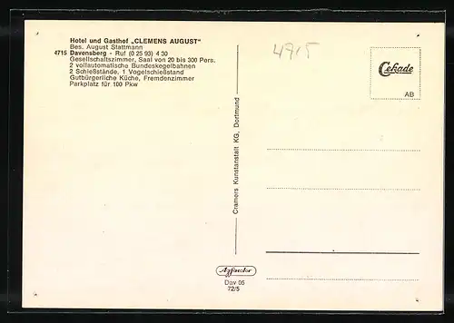 AK Davensberg, Hotel und Gasthof Clemens August, Bes. August Stattmann