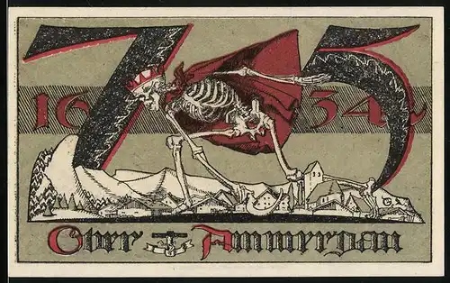 Notgeld Ober-Ammergau 1921, 75 Pfennige, Tod mit Sense und Umhang