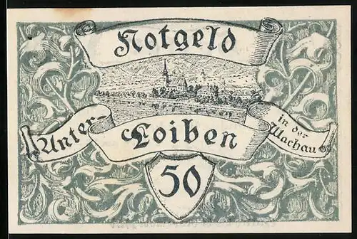 Notgeld Unter-Loiben in der Wachau 1922, 50 Heller, Ortsansicht