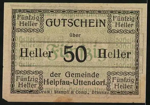 Notgeld Helpfau-Uttendorf 1920, 50 Heller, Kirchen