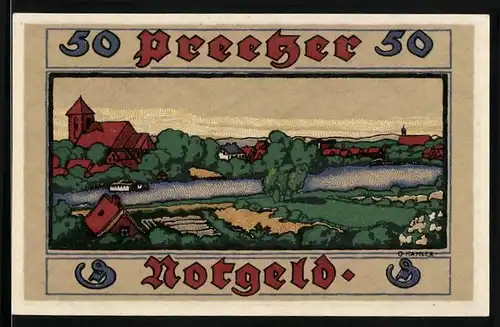 Notgeld Preetz in Holstein 1921, 50 Pfennige, Ortsansicht