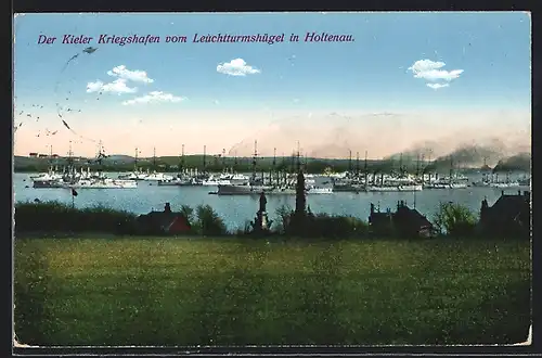 AK Kiel, Kriegshafen vom Leuchtturmshügel in Holtenau