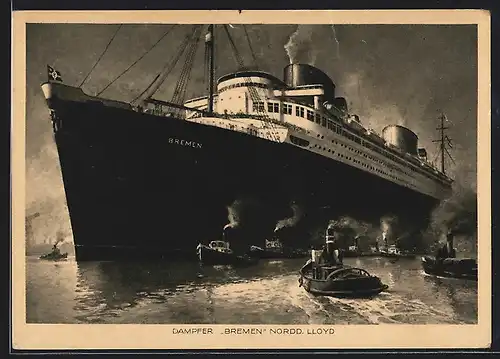 AK Dampfer Bremen mit Schlepperbooten