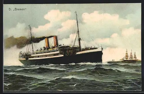 AK Dampfer Bremen in voller Fahrt