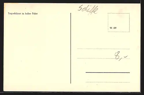 AK Torpedoboot in hoher Fahrt, Kriegsmarine