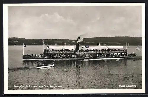 Foto-AK Dampfer München am Starnbergersee