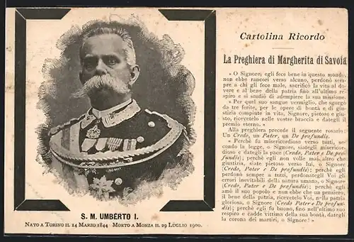AK Portrait mit Trauerflor S.M. Umberto I. von Italien