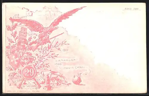 AK 29. Reggimento Fanteria, Brigata Pisa, der schiefe Turm von Pisa, Regimentstempel