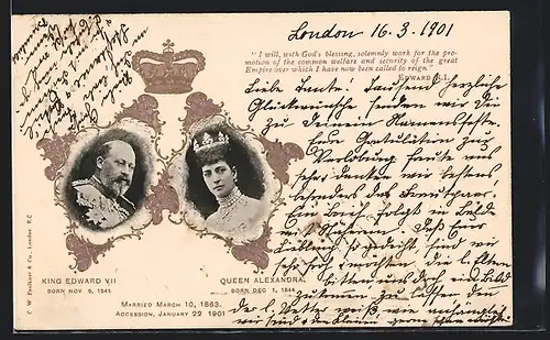 Präge-AK King Edward VII & Queen Alexandra von England