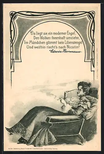 AK Da liegt sie, ein moderner Engel..., Edwin Bormann