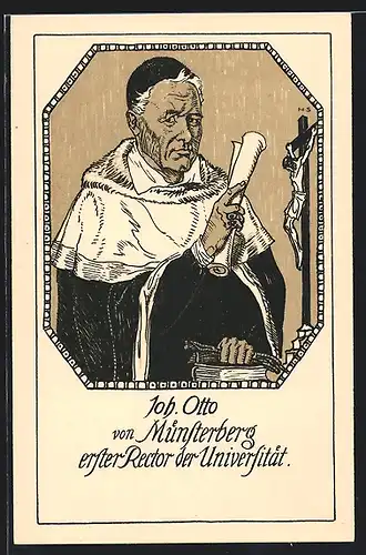 AK Leipzig, 500 jähr. Jubiläumsfeier der Universität 1909, Porträt erster Rektor Joh. Otto von Münsterberg
