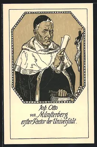 AK Leipzig, 500 jähr. Jubiläumsfeier der Universität 1909, Porträt erster Rektor Joh. Otto von Münsterberg