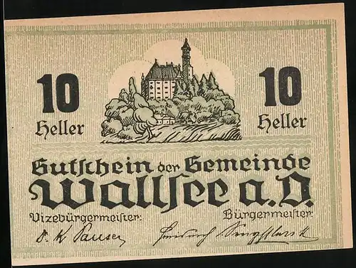 Notgeld Wallsee a. D. 1920, 10 Heller, Schloss