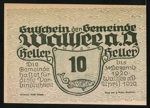 Notgeld Wallsee a. D. 1920, 10 Heller, Schloss