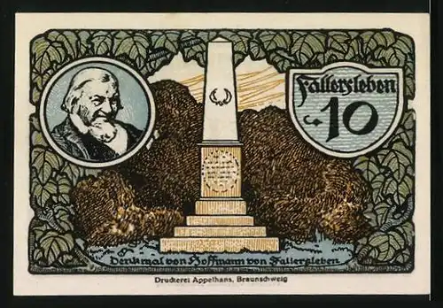 Notgeld Fallersleben 1920, 10 Pfennig, Wappen