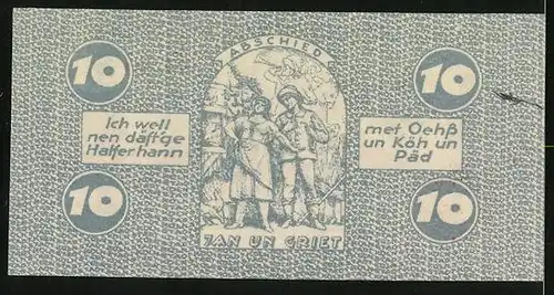 Notgeld Köln 1921, 10 Pfennig, J. v. Werth
