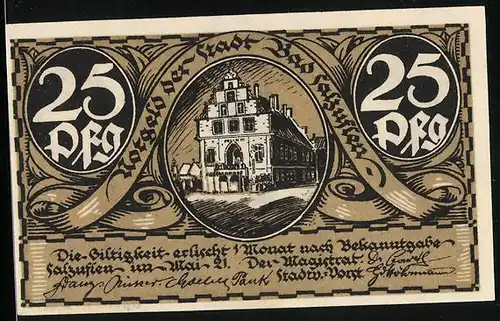 Notgeld Bad Salzuflen 1921, 25 Pfennig, Rathaus