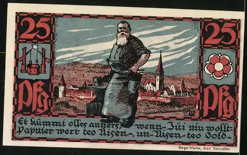 Notgeld Bad Salzuflen 1921, 25 Pfennig, Rathaus