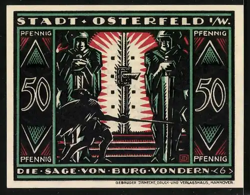 Notgeld Osterfeld i. W. 1921, 50 Pfennig, Die Sage von Burg Vondern