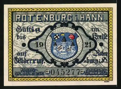 Notgeld Rotenburg i. Hann. 1921, 25 Pfennig, Bauer bei der Aussaat