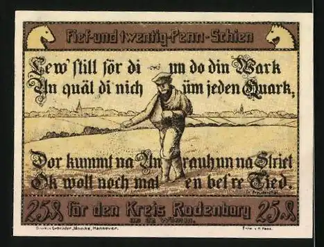 Notgeld Rotenburg i. Hann. 1921, 25 Pfennig, Wappen