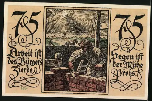 Notgeld Rotenburg i. Hann 1921, 75 Pfennig, Ortspartie